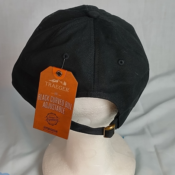 Traeger Camper Hat Grilling BBQ Black  Adjustable Leather Logo Outdoors Cap - Picture 11 of 15